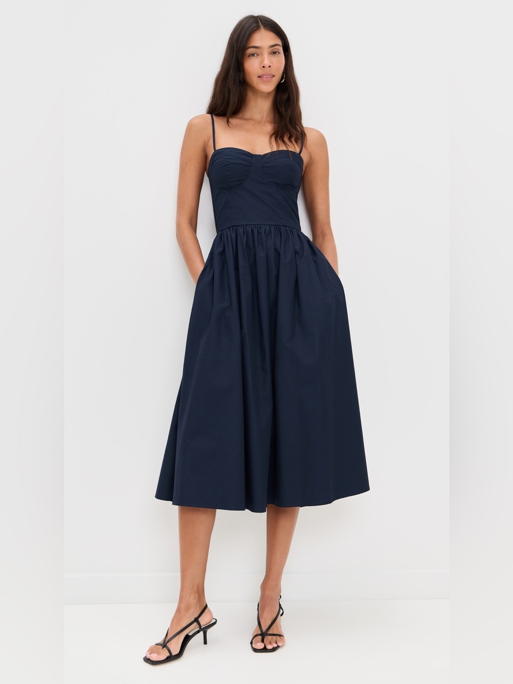 LE BOP Paige Bustier Midi Dress in Navy - NWT